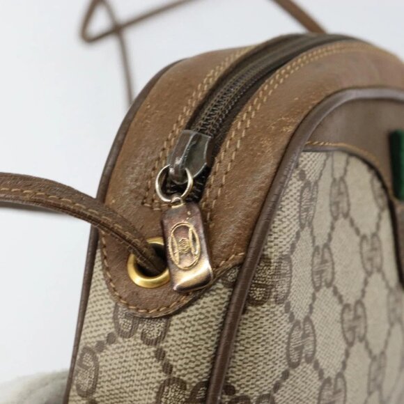 GUCCI GG Supreme Web Sherry Line Bag PVC Beige Gold 89 02 066 Auth BA7117 - Picture 10 of 16